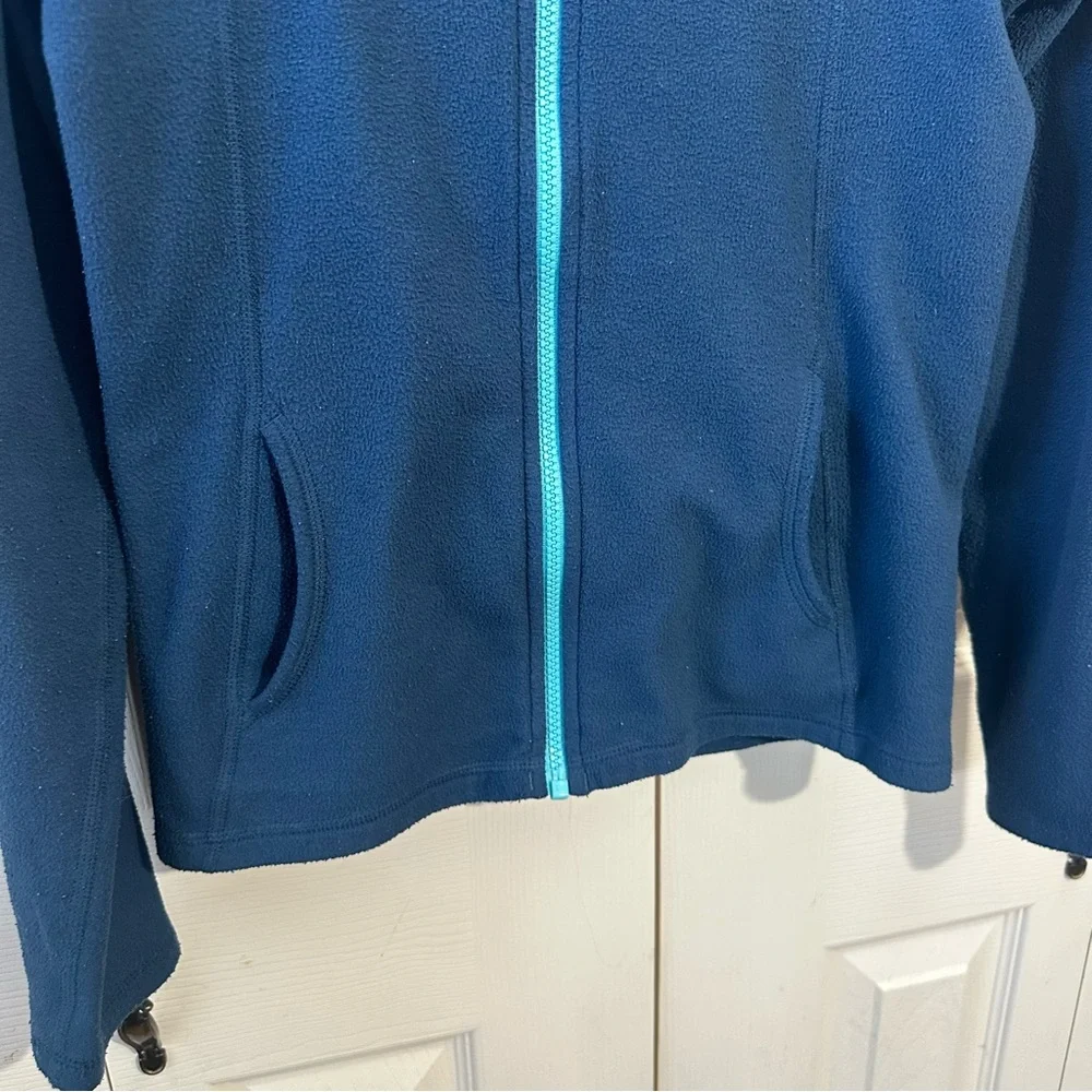 The North Face Girls size M Fleece Hooded Full Zip Jacket Blue Teal Turquoise